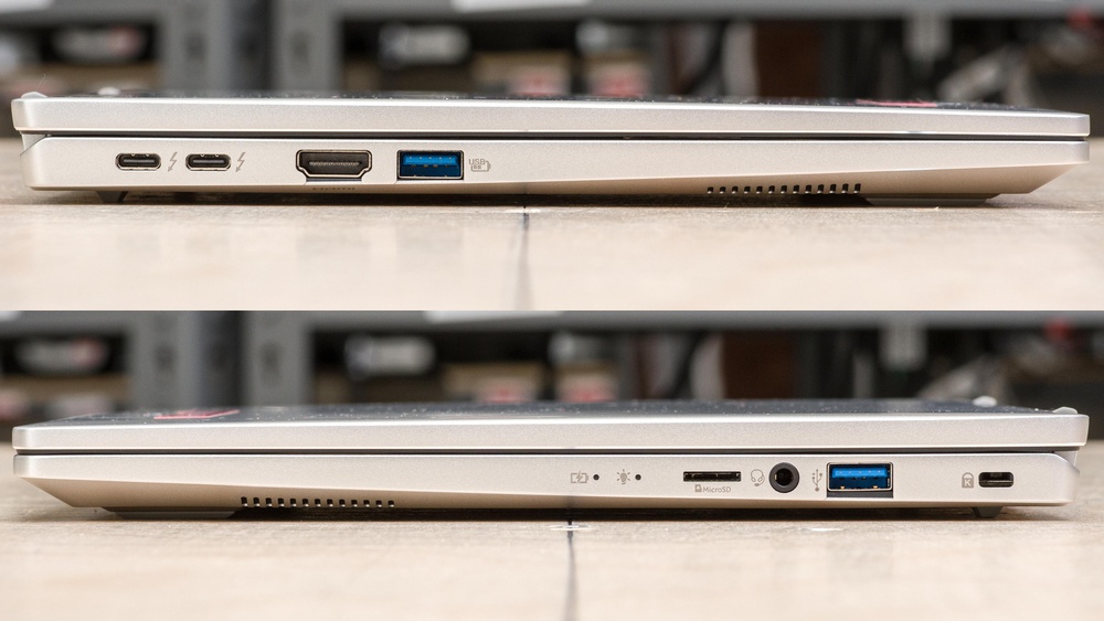 USB-A, USB-C, and HDMI ports on the Acer Swift Go 14.
