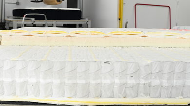 A cross-section of the Helix Midnight Luxe, showing a layer of pocket coils and various foam layers.