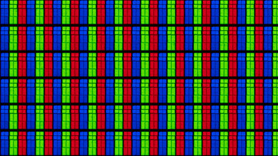 Macro photo of the VA pixels on the Hisense 100U8QG.
