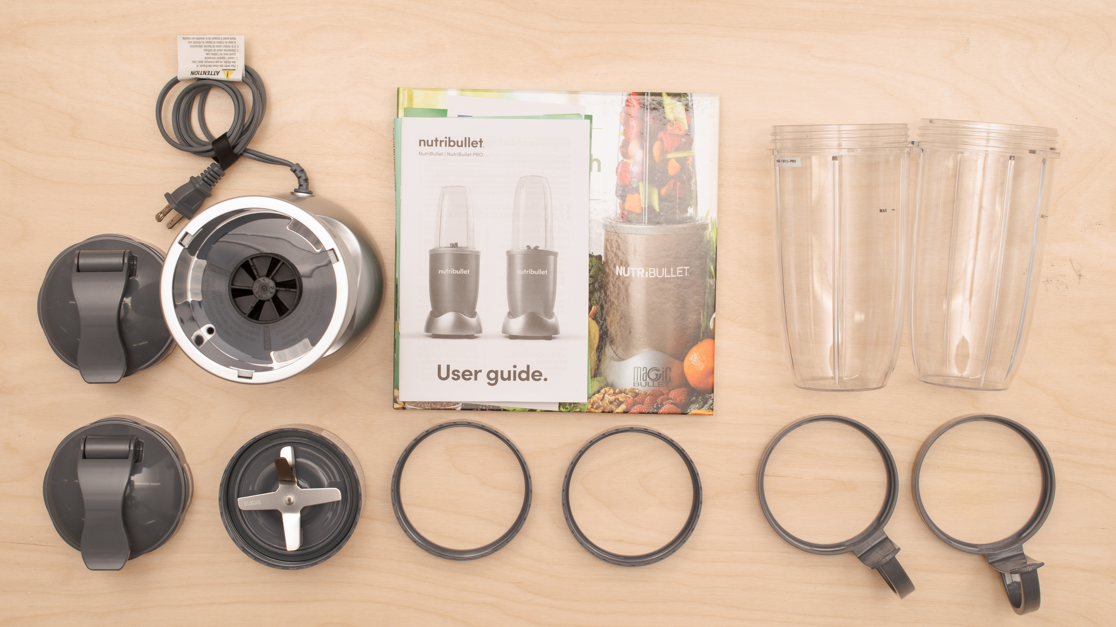 To-go lids, personal jars, and cup rings are some accessories that can be included with personal blenders (NutriBullet Pro 900)