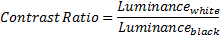 The formula used to calculate a monitor's contrast ratio.